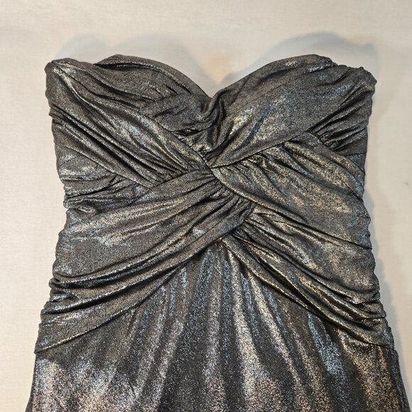 MILANO Silver Metallic Strapless Ruched Ruffled Mini Dress Size XXXL New NO Tag! - Picture 8 of 16
